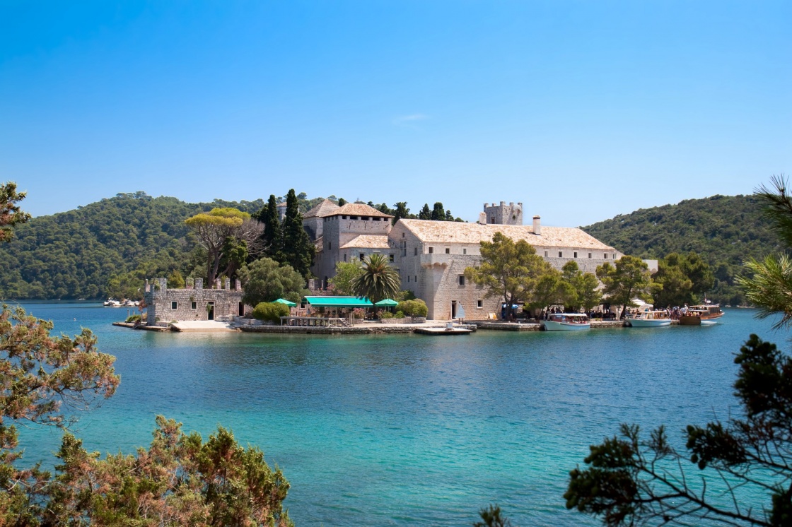 St. Marija  monastery on litle island in national park Mljet, Croatia